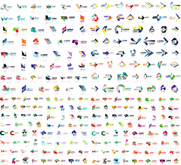 Mega colección de plantillas de logotipo abstracto geométrico, origami iconos de negocios de estilo de papel con texto de muestra. Vector
 - Vector, Imagen