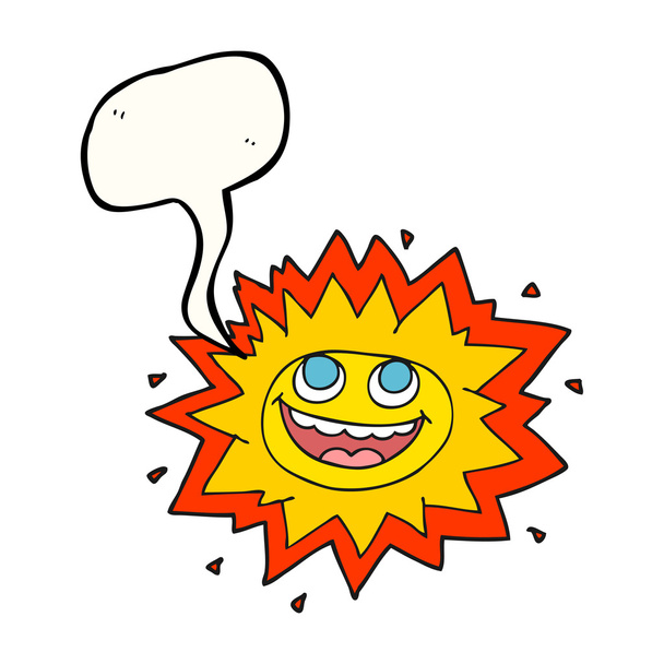 happy speech bubble cartoon sun - Vector, afbeelding