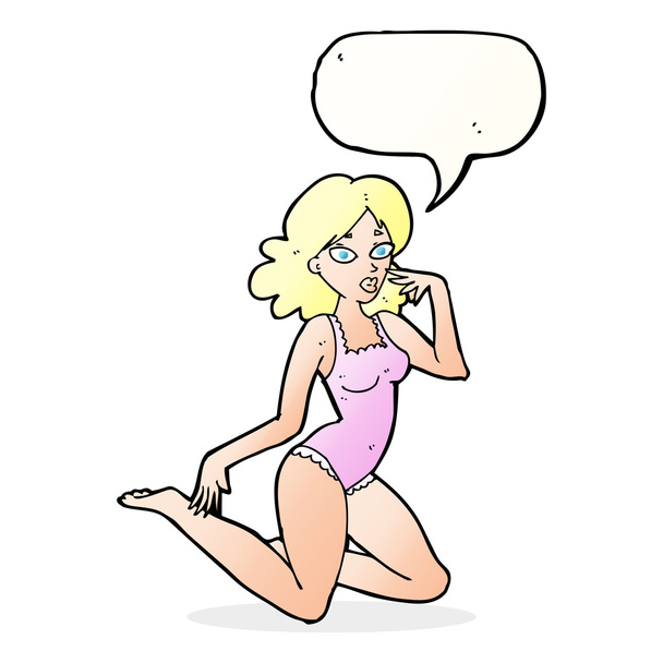 donna cartone animato in lingerie con bolla discorso
 - Vettoriali, immagini