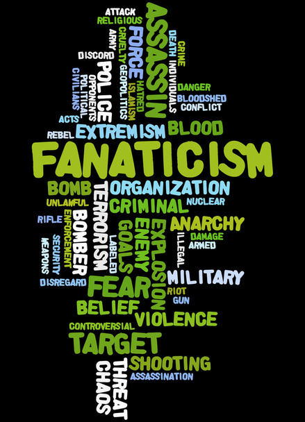 Fanatisme, word cloud concept 3 - Foto, afbeelding