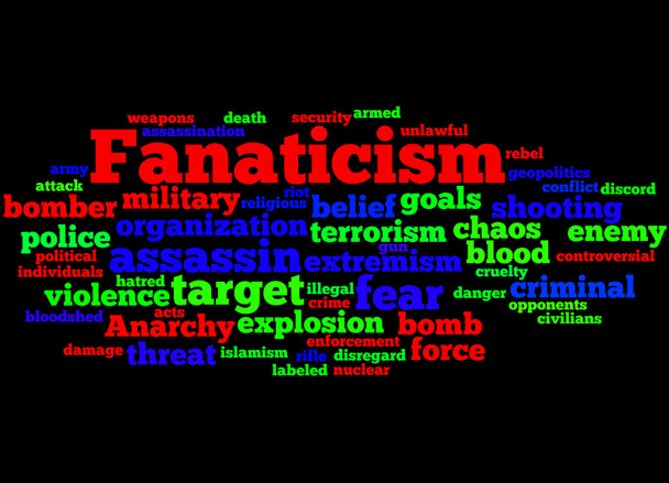 Fanatisme, word cloud concept 5 - Foto, afbeelding