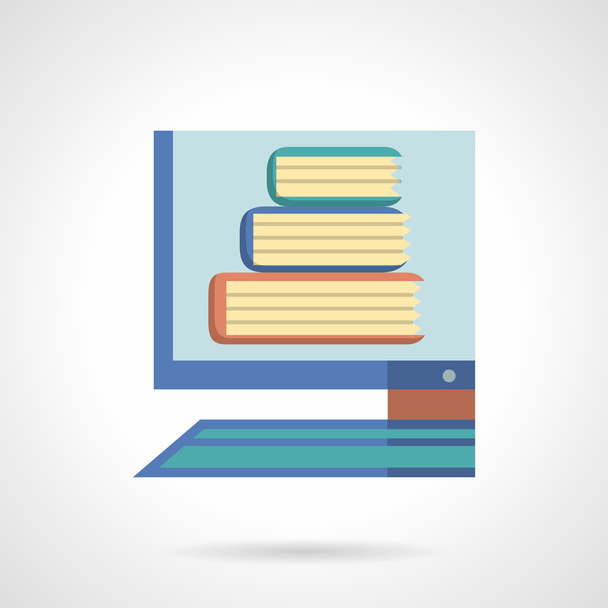 Online library flat color design vector icon - Vector, Image