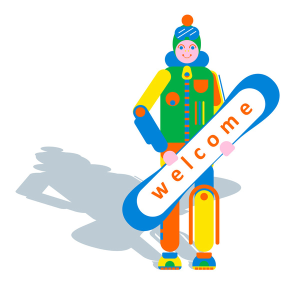 snowboardos és snowboard - Vektor, kép