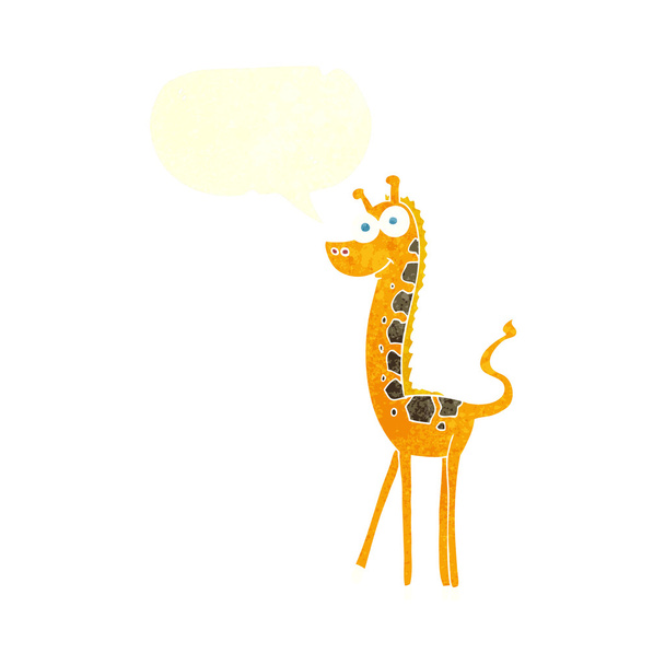 Freihand-Retro-Cartoon-Giraffe - Vektor, Bild