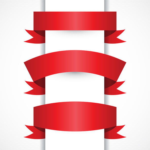 Set of Realistic Red ribbons - Vector, Image