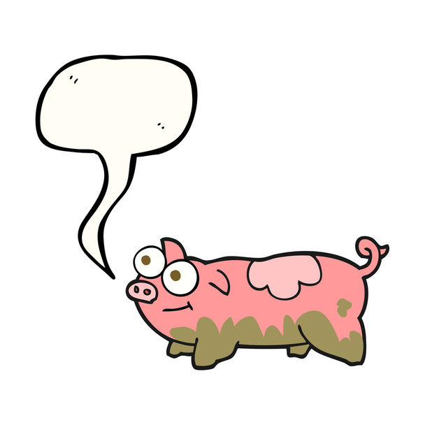 discurso burbuja dibujos animados cerdo
 - Vector, Imagen