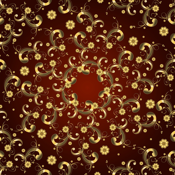 シームレスな円形の黄金パターン - ベクター画像