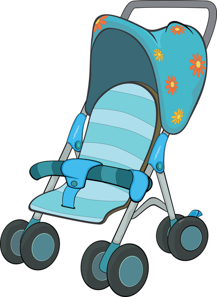 Blue Baby Carriage - Vector, Image