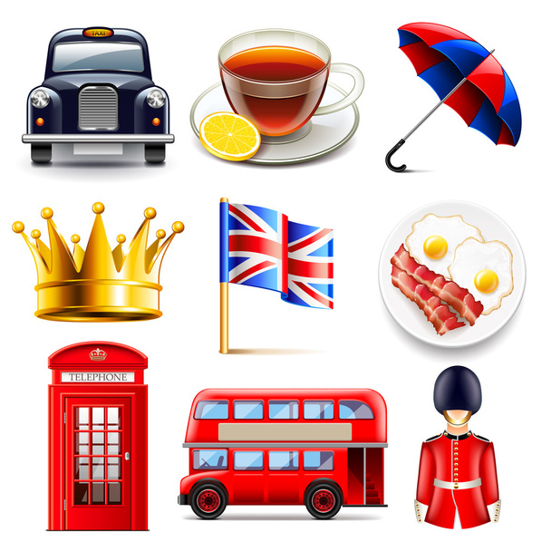 England icons vector set - Vector, Image