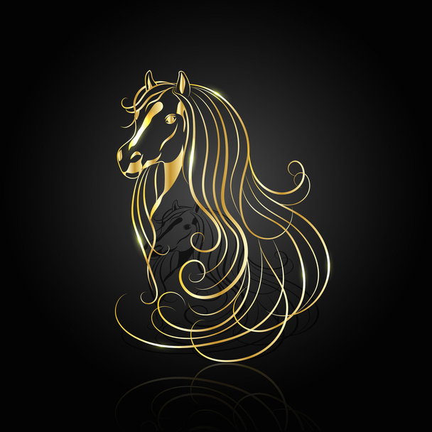 Zlatý kůň abstraktní - Vektor, obrázek