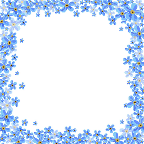 Vector frame with blue forget-me-not flowers - Vektör, Görsel