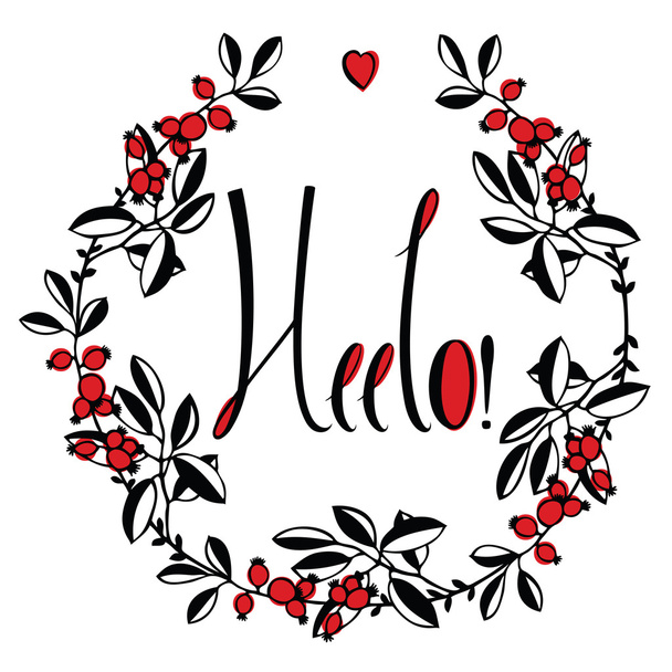 Hello card with floral frame - Vecteur, image