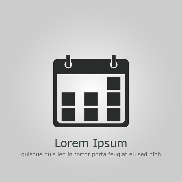 Calendar icon, on grey background, dark outline, example text - Vector, Image