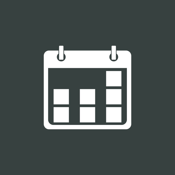 Calendar icon, on dark background, white outline, large size symbol - Vector, Image