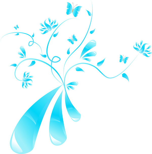 Blue abstract floral design - Vetor, Imagem
