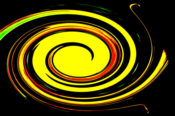 spinning spiral yellow on black - Photo, Image