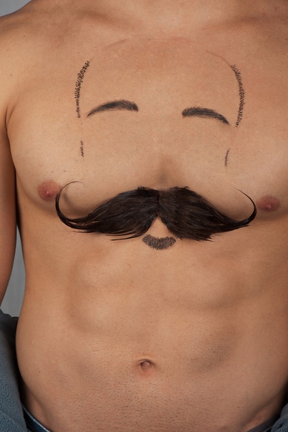 male torso with moustache - Photo, Image