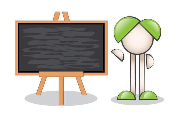Χαρακτήρα κινουμένων σχεδίων του μαυροπίνακα και εκπαίδευση (παρουσίαση) - Διάνυσμα, εικόνα