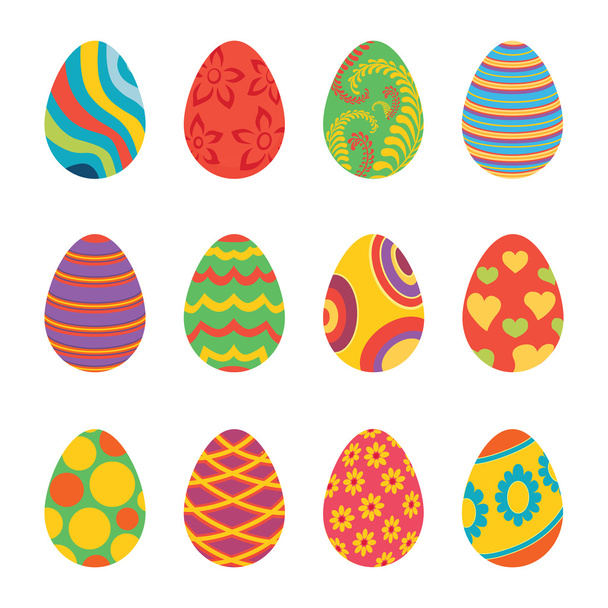 Set of Easter Eggs Design Flat - Διάνυσμα, εικόνα