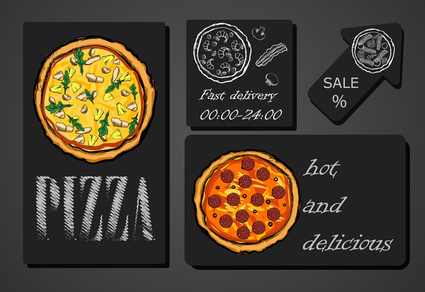 pizza food menu cafe brochure - ベクター画像