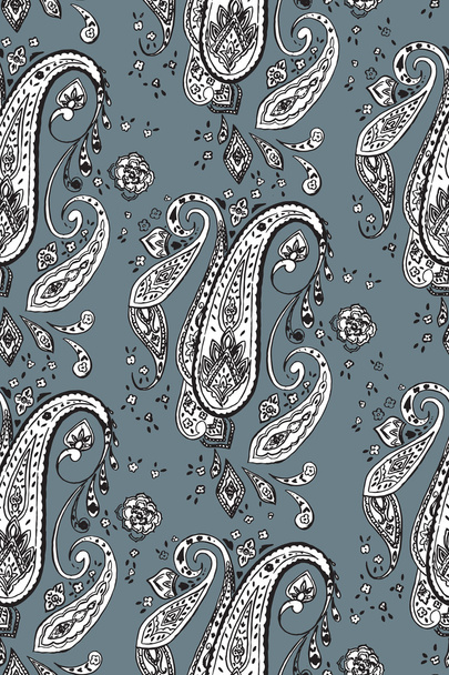 Fantasy flowers seamless paisley pattern. Floral ornament, for f - Διάνυσμα, εικόνα