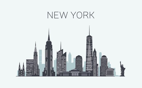 New York skyline silhouette - Vektori, kuva