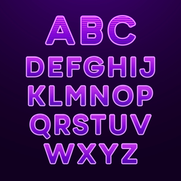 Neon Light czcionki alfabetu. Ilustracja wektorowa - Wektor, obraz