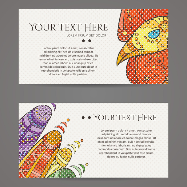 Set of vector design templates. Brochures in random colorful style. Zentangle designs. - Vector, Image
