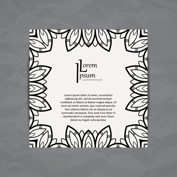Vector design template. Business card with floral circle ornament. Mandala style. - Vector, Image