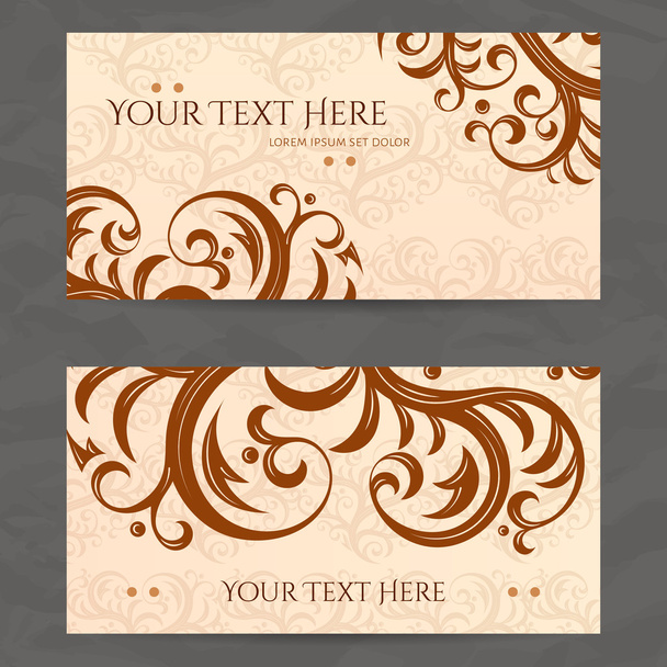 Set of vector design templates. Business card with floral ornament. Vintage style. - Wektor, obraz