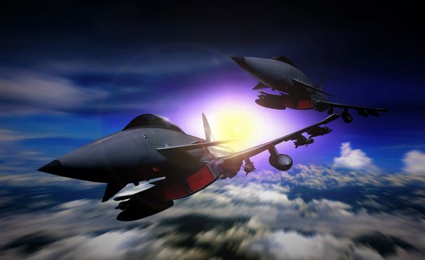 Dos aviones de combate volando en una misión
 - Foto, imagen