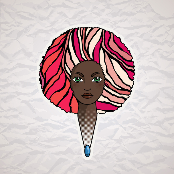 Retrato de uma mulher com cabelo luxuoso no estilo de um africano. Vetor
. - Vetor, Imagem