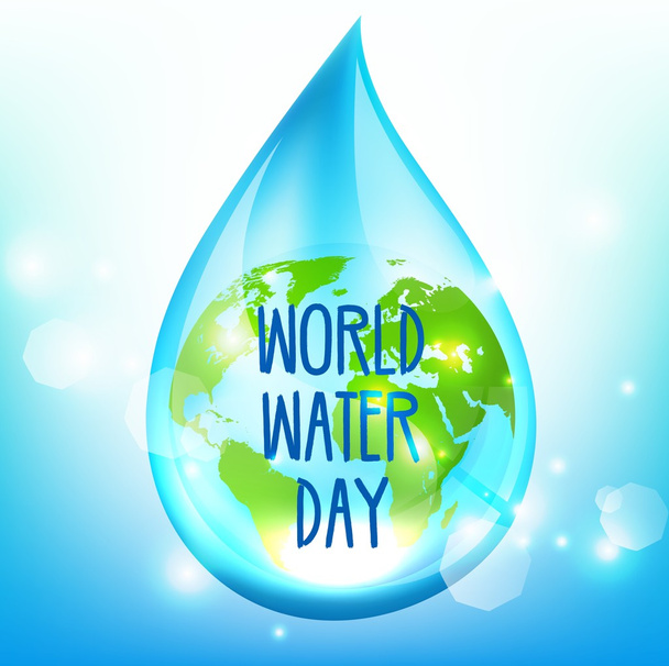 Día Mundial del Agua en el fondo azul
 - Vector, imagen