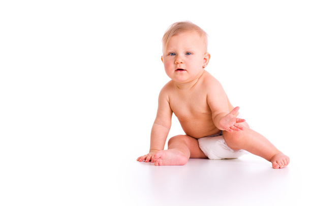 Studio shot of baby in diaper - Photo, Image