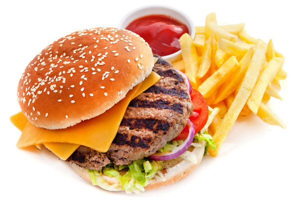 Чизбургер с картошкой фри - Фото, изображение