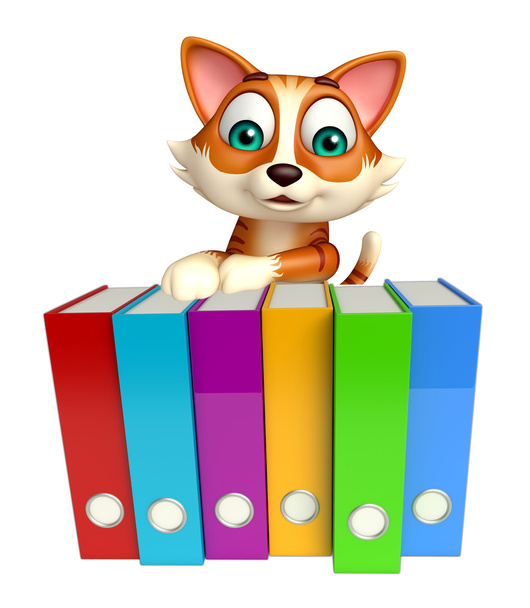 γάτα χαρακτήρα κινουμένων σχεδίων με αρχεία   - Φωτογραφία, εικόνα