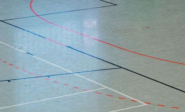 Handball Hall floor in a gym - Foto, Imagem