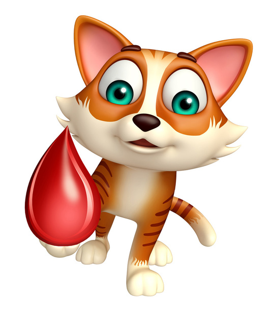 kreslená postavička roztomilé kočky s kapkou krve   - Fotografie, Obrázek