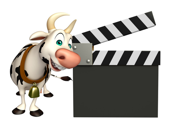 Персонаж мультфильма о коровах с доской для хлопка
  - Фото, изображение
