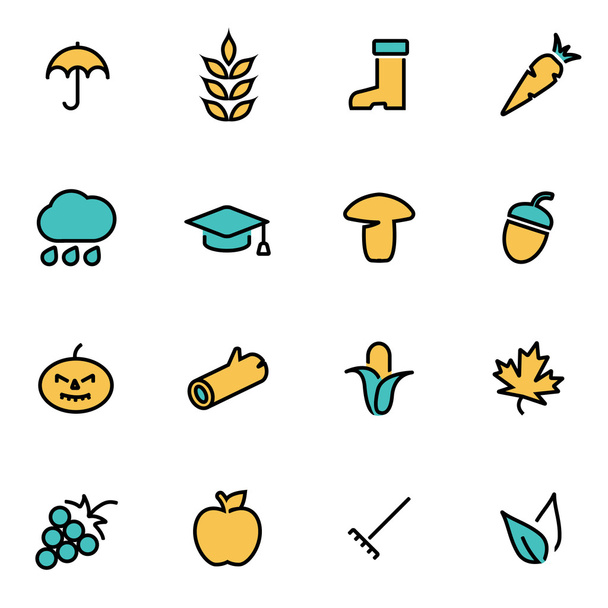 Paquete de iconos de línea plana de moda para diseñadores y desarrolladores. Línea vectorial otoño icono conjunto
 - Vector, imagen