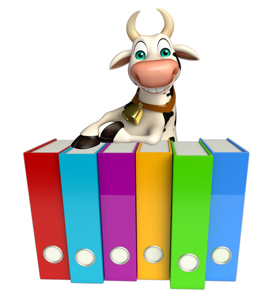 χαριτωμένο αγελάδα χαρακτήρα κινουμένων σχεδίων με αρχεία     - Φωτογραφία, εικόνα