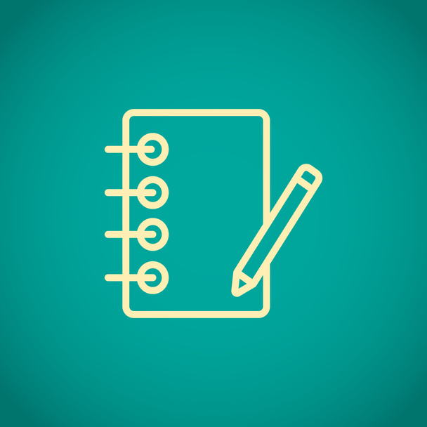 notebook with pencil. Icon - Vetor, Imagem