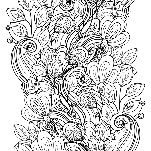 Seamless Monochrome Floral Pattern - Vector, Image