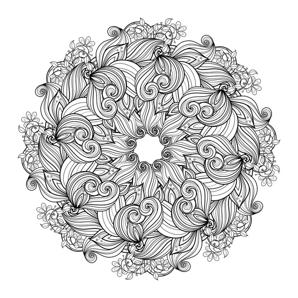 Monochrome Floral Background - Vector, afbeelding