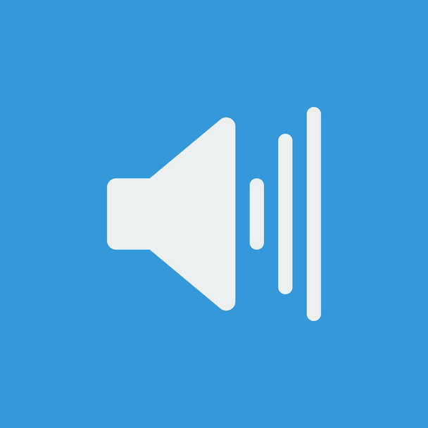 Volume up icon, on blue background, white outline, large size symbol - Διάνυσμα, εικόνα