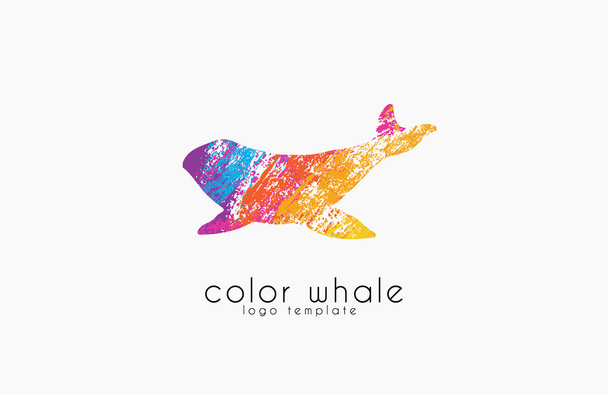 Logo de ballena. Logo creativo. Logo marino. Diseño del logotipo del agua. Logo del océano. Logo animal
. - Vector, Imagen