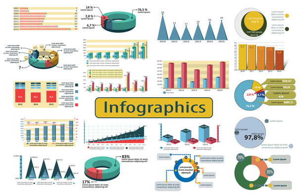 Infographic elements big set - Vetor, Imagem