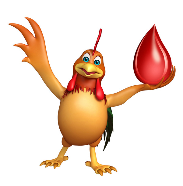 lindo personaje de dibujos animados de pollo con gota de sangre
  - Foto, Imagen