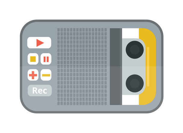 白い背景ベクトルイラストに分離されたテープレコーダーまたはディクタフォンフラットアイコン. - ベクター画像