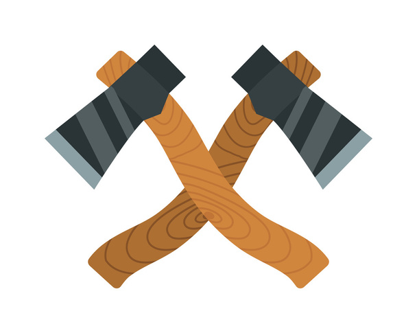 Twee assen hout houthakker tools voor hakken hout platte vector illustratie. - Vector, afbeelding